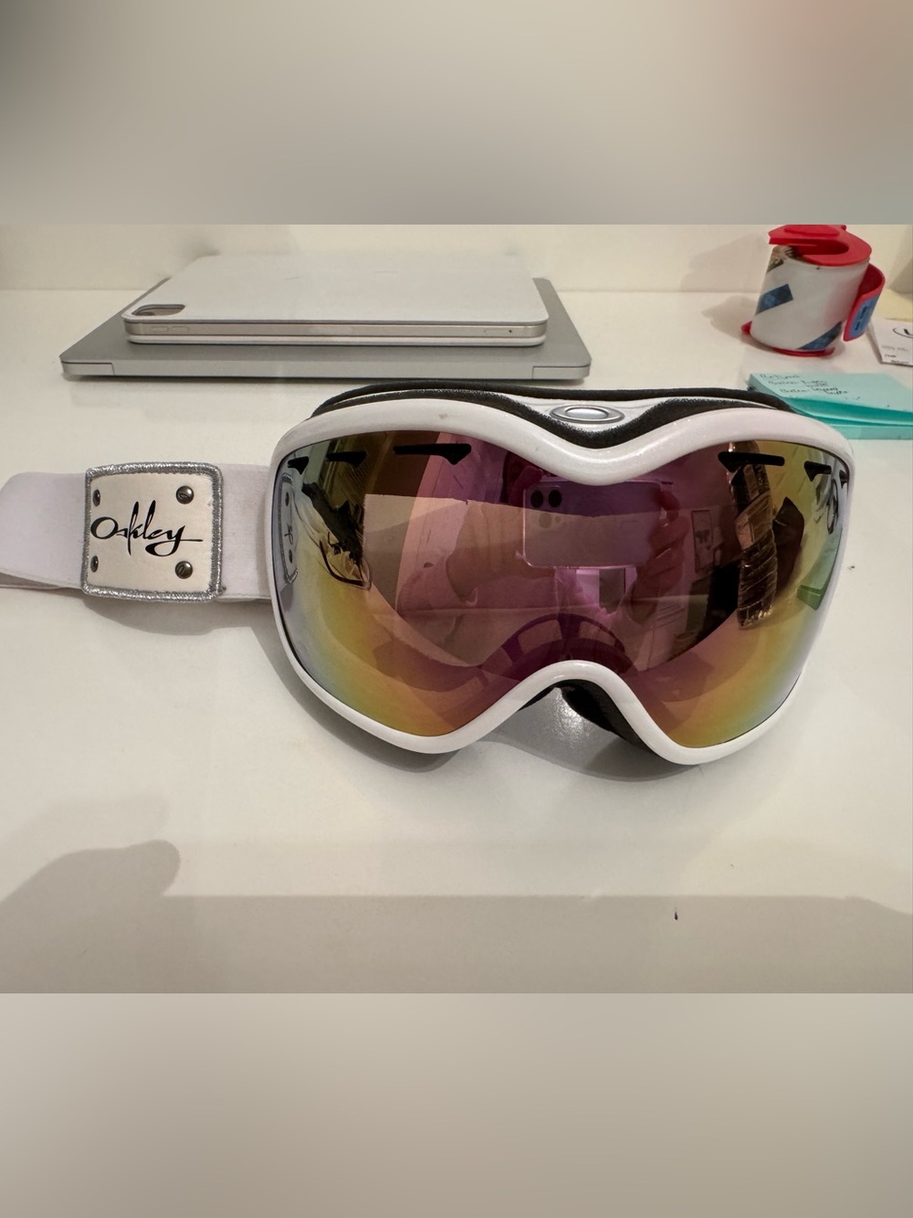 Oakley Stockholm Women's Snow Goggles Pearl White Ski Snowboard + Bag